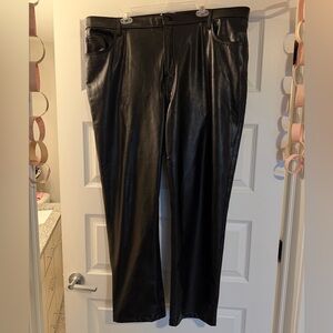 Abercrombie & Fitch 90s Straight Ultra High Rise Black Leather Pants